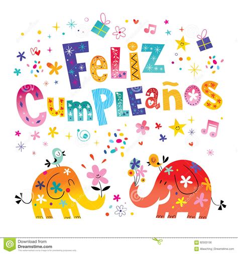 Feliz Cumpleanos Happy Birthday In Spanish Greeting Card Stock - Free ...