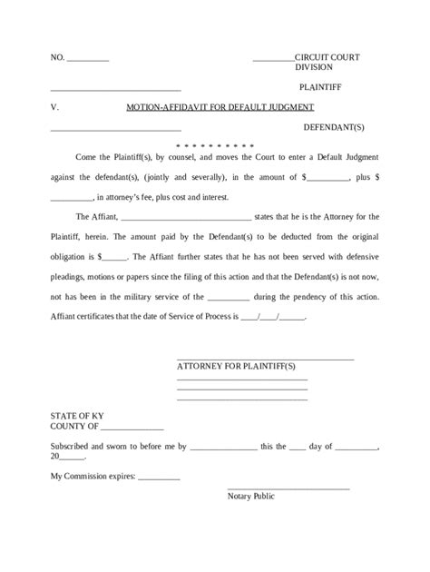 Motion-Affidavit for Default Judgment - Fill Out, Sign & Share Online ...