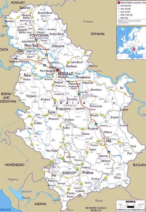 Large road map of Serbia with cities and airports | Vidiani.com | Maps of all countries in one place
