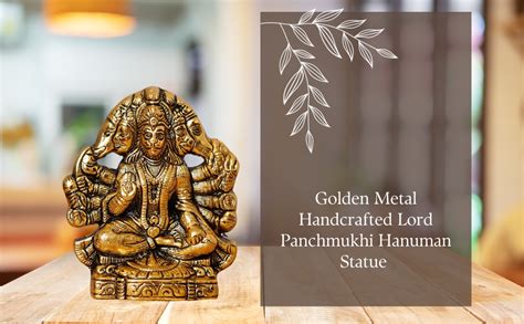 Buy eCraftIndia Golden Metal Panchmukhi Hanuman Ji Murti | Panchmukhi ...