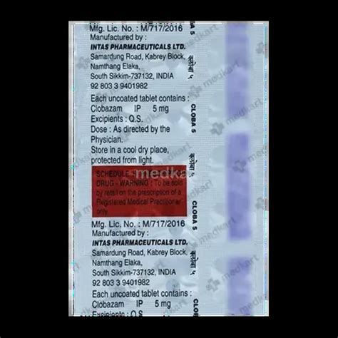 Buy Cloba 5mg Tablet 15s Online at Best Price | Medkart