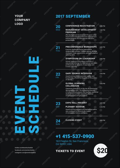 Event schedule poster template | Premium Vector