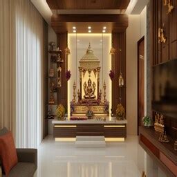 Contemporary Floor-Mounted Mandir Design With CNC-Cut Shutters