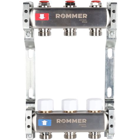 Коллектор для теплого пола ROMMER RMS-3200-000003 из нержавеющей стали ...