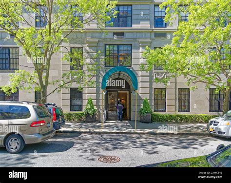 Upper East Side: Canopied entrance of 2 East 70th Street, designed by ...