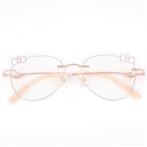 Hello Kitty Pink and Silver Rimless Glasses | LensAlter.com – Lensalter