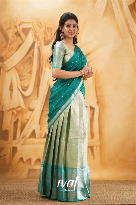 Izhaiyini - Teal Green Banarasi Tissue Halfsaree – Ivalinmabia
