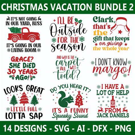 Christmas Vacation SVG Design Bundle 2. PNG DFX Included. 14 Unique ...