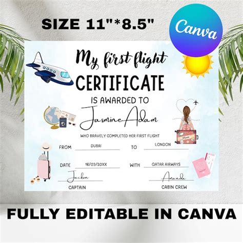 Buy Baby First Flight Certificate Online In India - Etsy India
