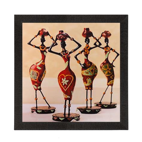 Tribal Women Matt Textured UV Art Painting - eCraftIndia Online