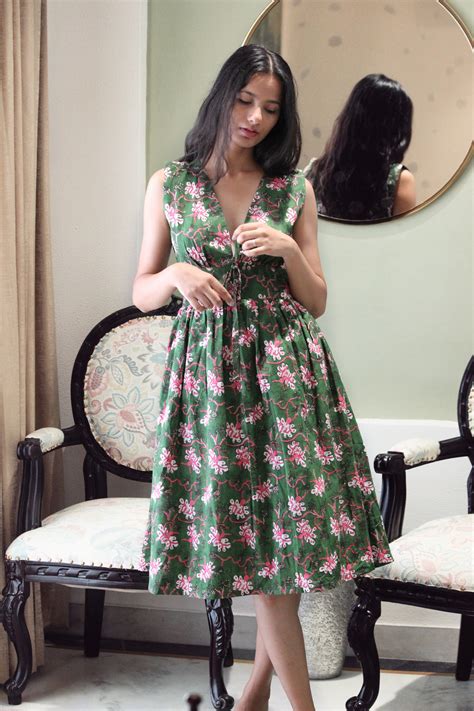 Bird Song Plunge Dress - Mogra Designs