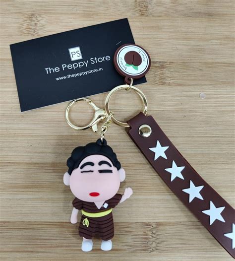 Shinchan 3D Silicon Keychain with Bagcharm and Strap (Choose From Drop ...
