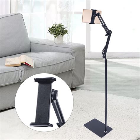 Modern Black iPad Floor Stand, Adjustable Tablet Holder, Height ...