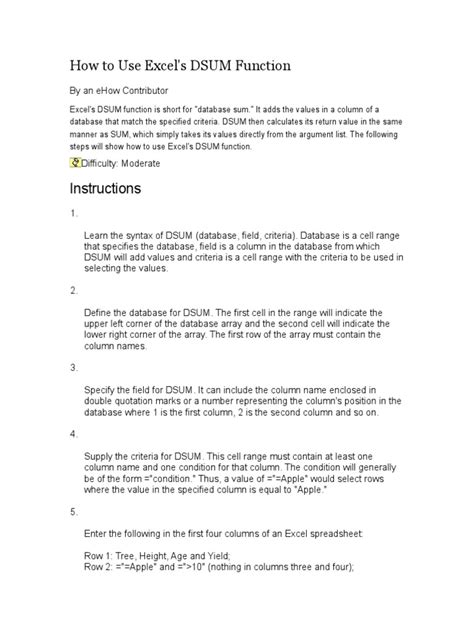 DSUM Function Tutorial 的图像结果