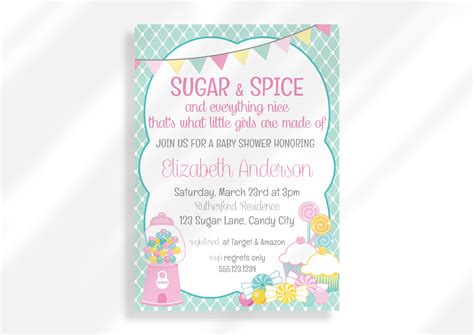 Editable Sugar and Spice and Everything Nice Baby Shower Invitation - Etsy