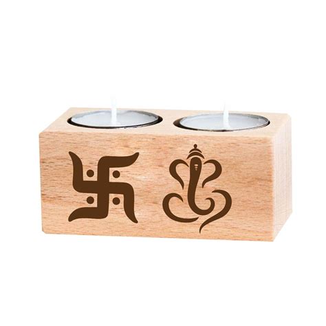 Buy Yaya Cafe Diwali Gifts Wooden Diya Tealight Candle Holder Set of 2 ...