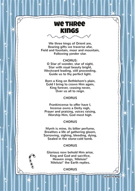 We Three Kings Lyrics Printable