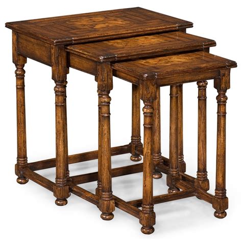 Antique Wooden Nesting of Three Tables-21
