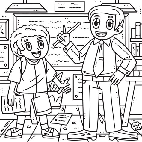 Back To School Student and Teacher Coloring Page 21516534 Vector Art at ...