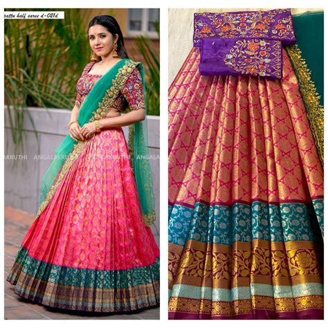Women's Designer South Indian Style Super Half & Half Lehanga Saree ...