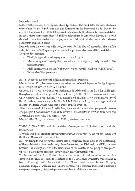 Lesson 1 World Civilizations II - Kennedy triumph In the 1960 elections ...