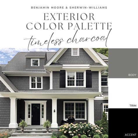 Exterior Paint Color Palette - Timeless Charcoal - Etsy Canada ...