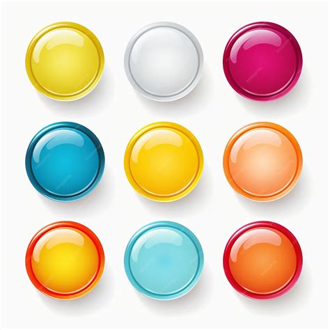 Push buttons glossy sphere globe shine website shadow 3d bubble label ...