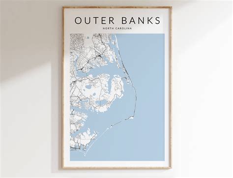 Outer Banks Map Print, North Carolina Map Print, Outer Banks North ...