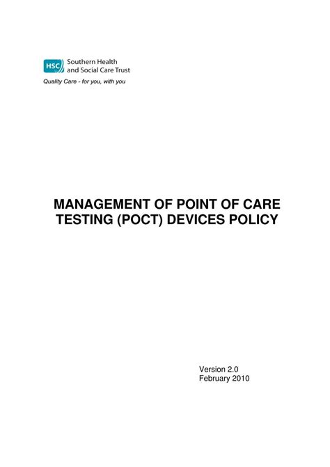 Image result for Point of Care Testing Governance Flowchart