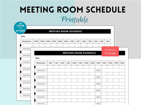Meeting Room Schedule, Room Reservation Template, Conference Room Reservation, Multiple Meeting ...