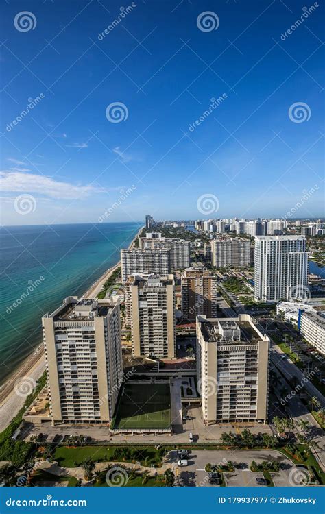 Aerial View of Hallandale Beach from Highrise Luxury Condominium ...
