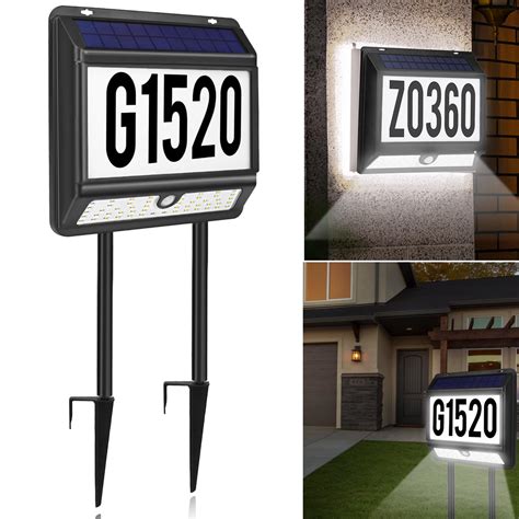Solar Address Sign,Solar House Numbers for Outside LED Illuminated Address Numbers for House ...