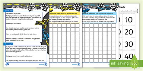 Race To Zero Maths Game,race to 0