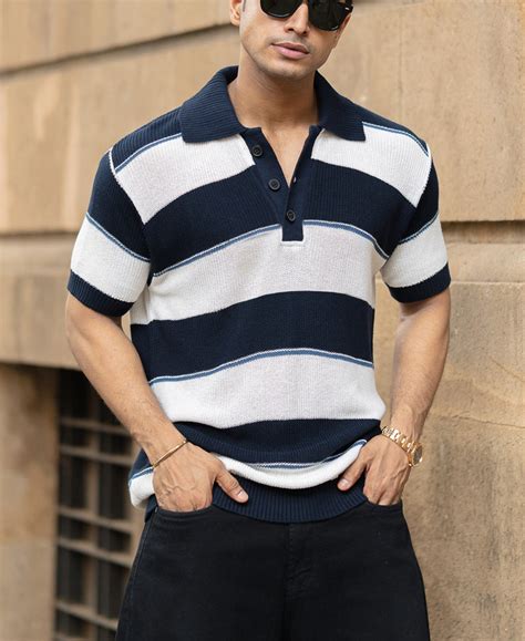 White And Navy Stripe T-Shirt – Powerlook