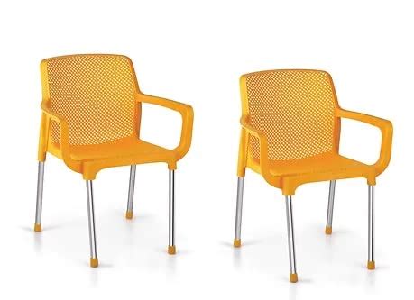 Modern Plastic Chair Yellow Pack of 2 : Amazon.in: Home & Kitchen