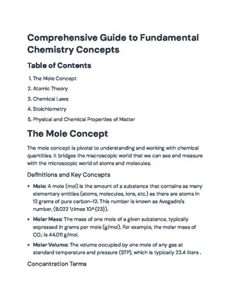 Comprehensive Summary of Fundamental Chemistry Concepts (CHEM101) - Studocu