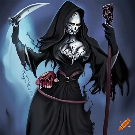 Illustration of a female grim reaper on Craiyon
