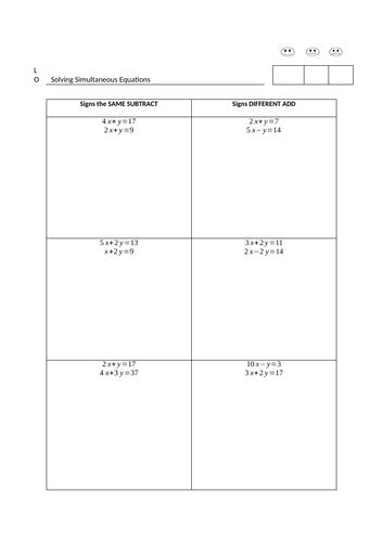 Image result for Simultaneous Equations Worksheet
