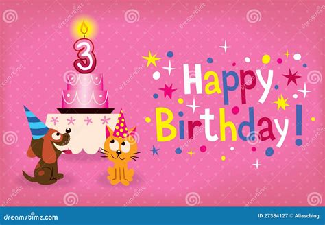 Happy Third Birthday stock vector. Illustration of greeting - 27384127