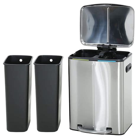 Buy Bigacc Metal Dual Step Trash Can 10 Gallon/40L Stainless-Steel ...