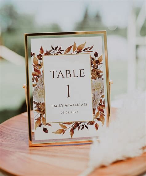 fall wedding table numbers