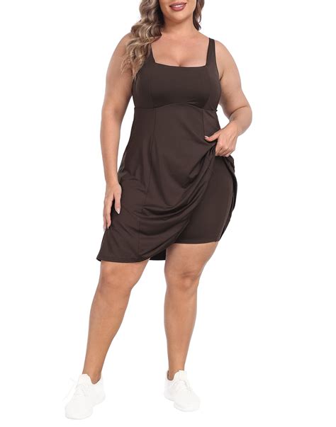 HDE Womens Plus Size Tennis Athletic Workout Dress with Built-in Shorts ...