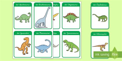Dinosaurier Wort- und Bildkarten (teacher made) - Twinkl