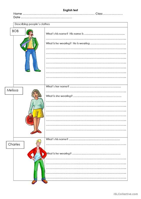 Describing people's clothes: English ESL worksheets pdf & doc | English lessons for kids ...