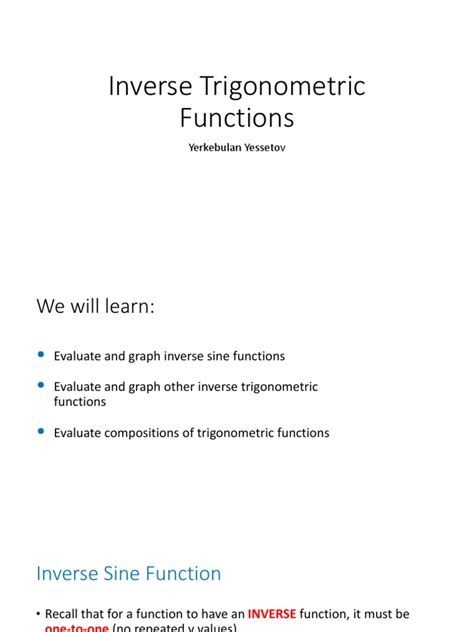 Image result for Inverse Trig Functions Examples