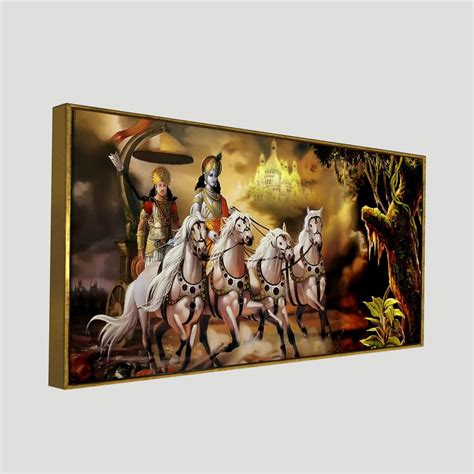 Mahabharat Shri Krishna and Arjun Premium Canvas and Wall Painting ...