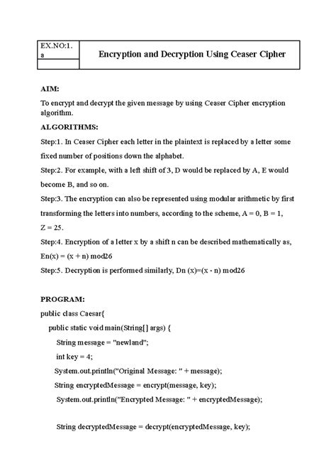 CE202: Encryption & Decryption Algorithms Using Caesar & Playfair ...