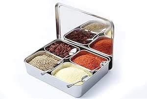 Buy kirfiz Stainless Steel Seasoning Box Combination Multi Grid Square ...