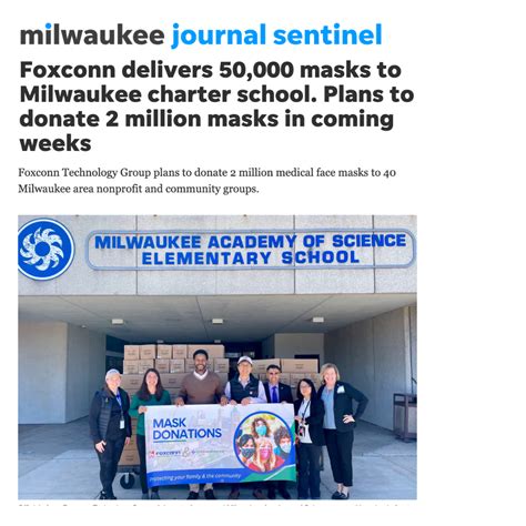 Milwaukee Academy of Science Foxconn delivers 50,000 masks to Milwaukee ...