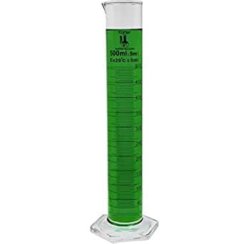 500ml Graduated Cylinder, Borosilicate 3.3 Glass, Single Metric Scale ...